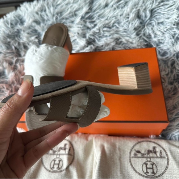 Hermès Taupe Slide Sandals